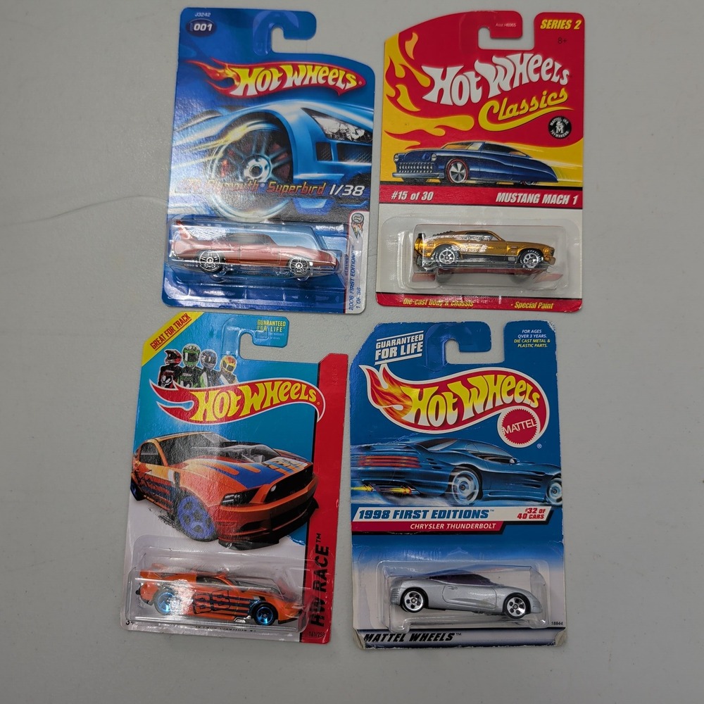Hot Wheels Lot 4 70 Plymouth Superbird Mustang Mach 1 Chrysler Thunderbolt GT